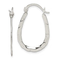 Sterling Silver Polished & Hammered Oval Hoop Earrings, 20 x 14 mm