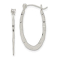 Sterling Silver Polished & Hammered Oval Hoop Earrings, 11 x 14 mm