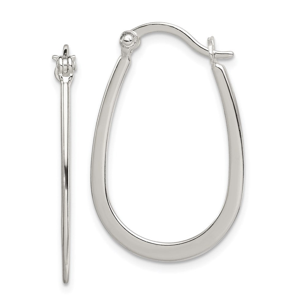 Sterling Silver Polished Oval Hoop Earrings, 15 x 18.7 mm