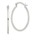 Sterling Silver Polished 1.5mm Square Tube Oval Hoop Earrings, 35 x 23 mm