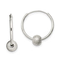 Sterling Silver Laser Bead Endless Hoop Earrings, 16 x 16 mm