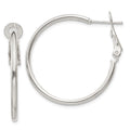 Sterling Silver Polished 2x30mm Omega Back Round Hoop Earrings, 30 x 2 mm