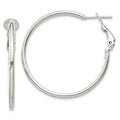 Sterling Silver Polished 2x35mm Omega Back Round Hoop Earrings, 35 x 2 mm