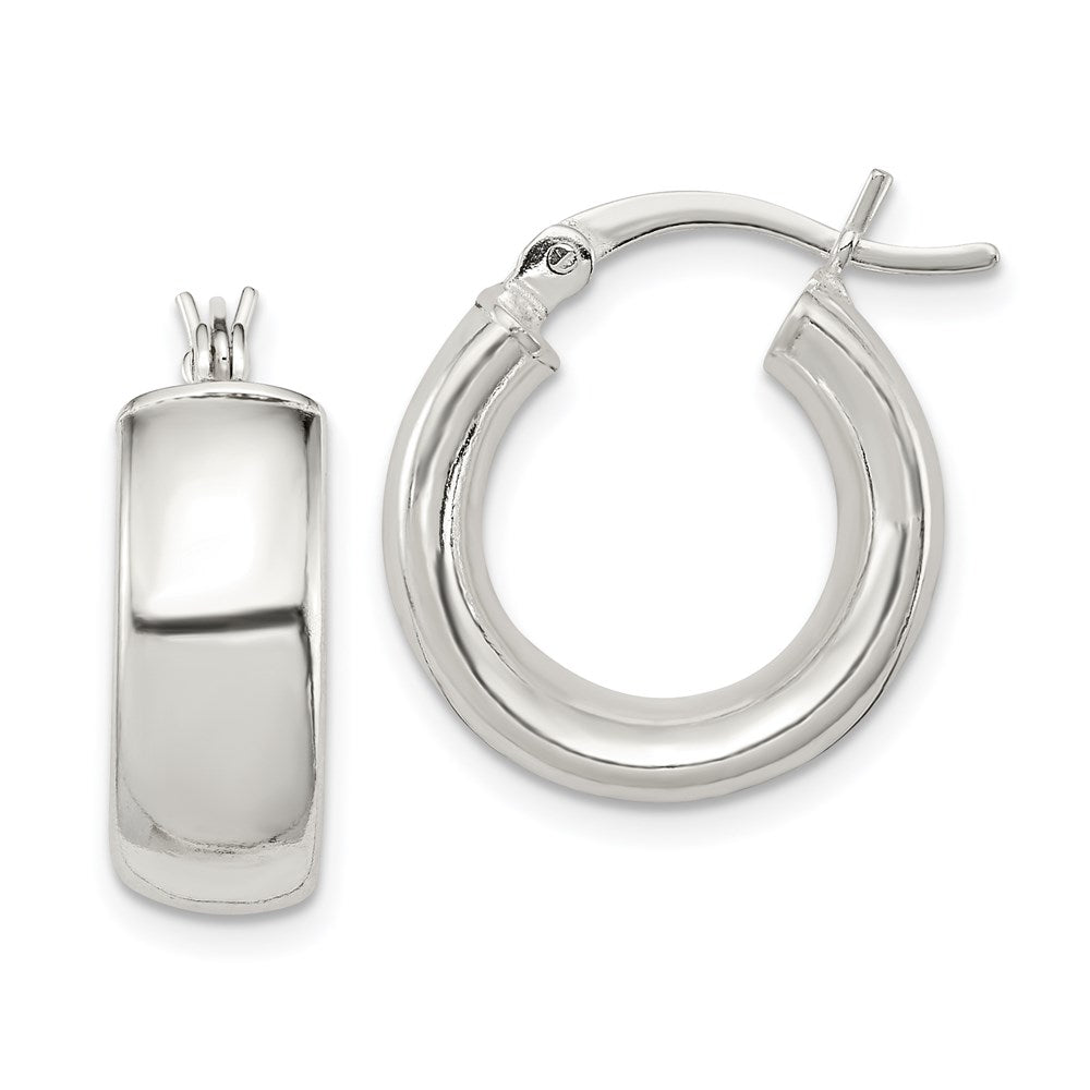 Sterling Silver Polished 6mm Round Hoop Earrings, 9 x 17 mm