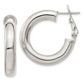 Sterling Silver 5x25mm Omega Back Hoop Earrings, 25 x 5 mm