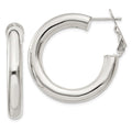 Sterling Silver 5x30mm Omega Back Hoop Earrings, 30 x 5 mm