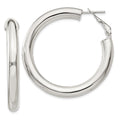 Sterling Silver 5x40mm Omega Back Hoop Earrings, 40 x 5 mm