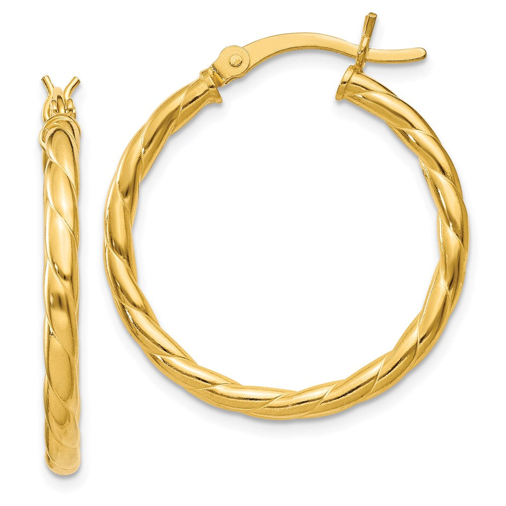 Sterling Silver Gold Flash Plated Twisted 3x25mm Hoop Earrings, 20 x 25 mm