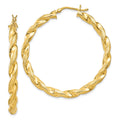 Sterling Silver Gold Flash Plated Patterned Twisted 4x45mm Hoop Earrings, 45 x 4 mm