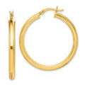 Sterling Silver Gold Flash Plated 3x35mm Grooved Hoop Earrings, 35 x 3 mm