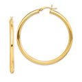 Sterling Silver Gold Flash Plated 3x45mm Grooved Hoop Earrings, 45 x 3 mm