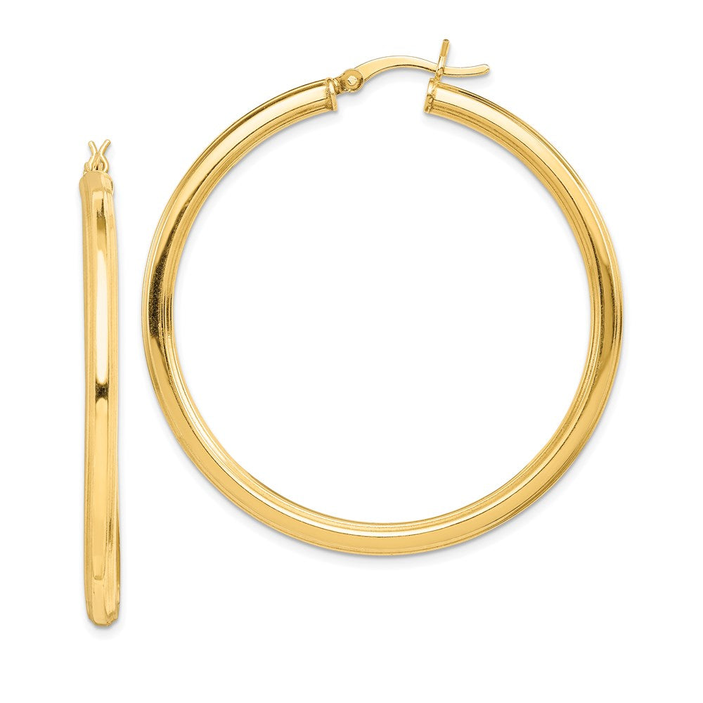 Sterling Silver Gold Flash Plated 3x45mm Grooved Hoop Earrings, 45 x 3 mm