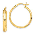 Sterling Silver Gold Flash Plated Patterned 4x25mm Hoop Earrings, 21 x 26 mm