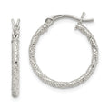 Sterling Silver Rhodium-plated Patterned Twist 2x20mm Hoop Earrings, 16 x 20 mm