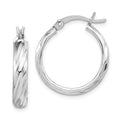 Sterling Silver Rhodium-plated Textured 20mm Hoop Earrings, 17 x 20 mm