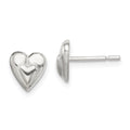 Sterling Silver Polished Heart Post Earrings, 8 x 8 mm, 1.06 g