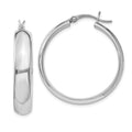 Sterling Silver Rhodium-plated 6x30mm Polished Hoop Earrings, 26 x 30 mm
