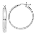 Sterling Silver Rhodium-plated 4mm x 30 Hoop Earrings, 26 x 30 mm