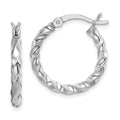Sterling Silver Rhodium-plated Twisted 3x20mm Hoop Earrings, 20 x 3 mm