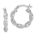 Sterling Silver Rhodium Plated Twisted 3.5x20mm Hoop Earrings, 20 x 3.5 mm