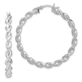Sterling Silver Rhodium Plated Twisted 3.5x45mm Hoop Earrings, 45 x 3.5 mm