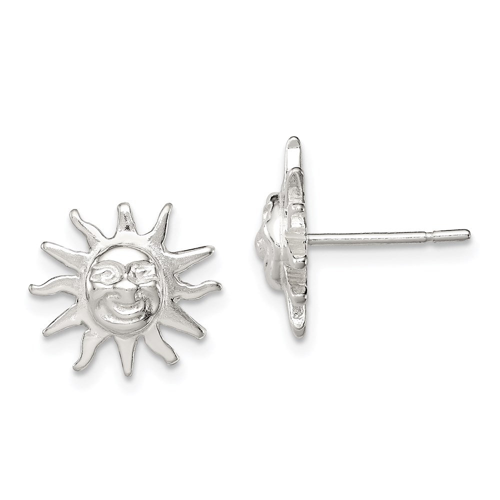 Sterling Silver Sun Mini Earrings, 12 x 13 mm