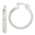 Sterling Silver Polished & Diamond-cut 4mm Round Hoop Earrings, 20 x 5 mm