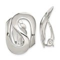 Sterling Silver Polished Fancy S Design Non-Pierced Earrings, 25 x 17 mm