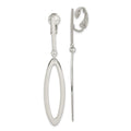 Sterling Silver Polished Non-Pierced Elongated Oval Dangle Earrings, 57 x 11 mm