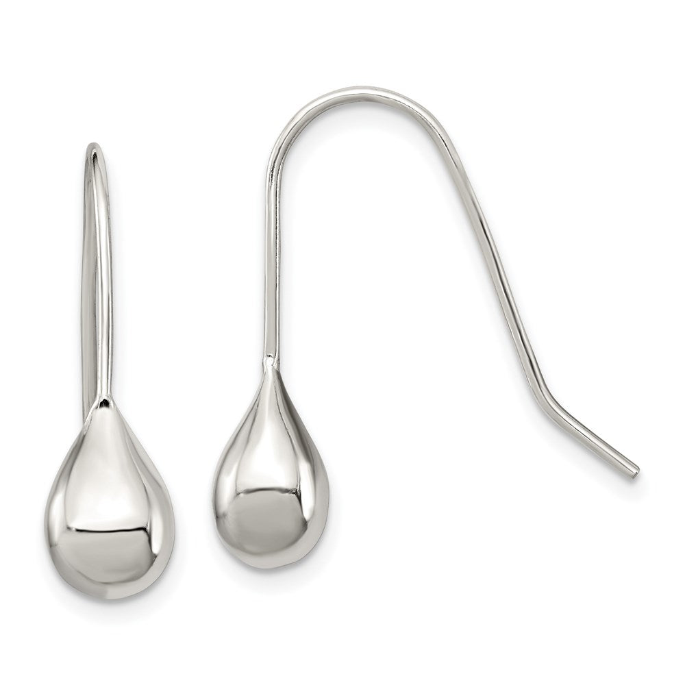 Sterling Silver Teardrop Earrings, 25 x 8 mm