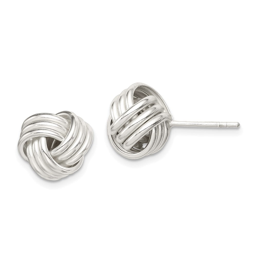 Sterling Silver Twisted Knot Post Earrings, 14 x 12 mm