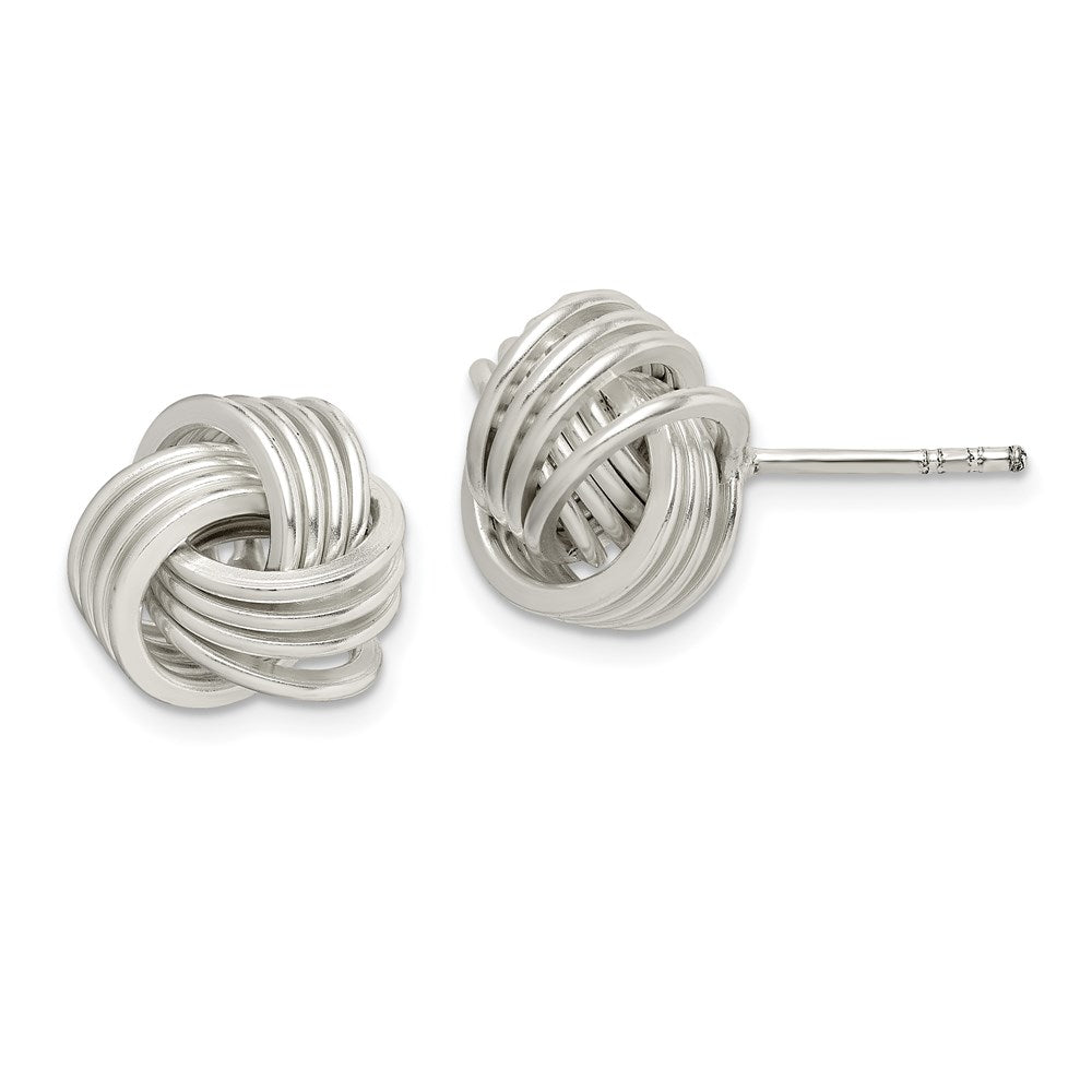 Sterling Silver Polished Knot Post Earrings, 14 x 13 mm