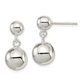 Sterling Silver Round Bead Dangle Post Earrings, 21 x 10 mm
