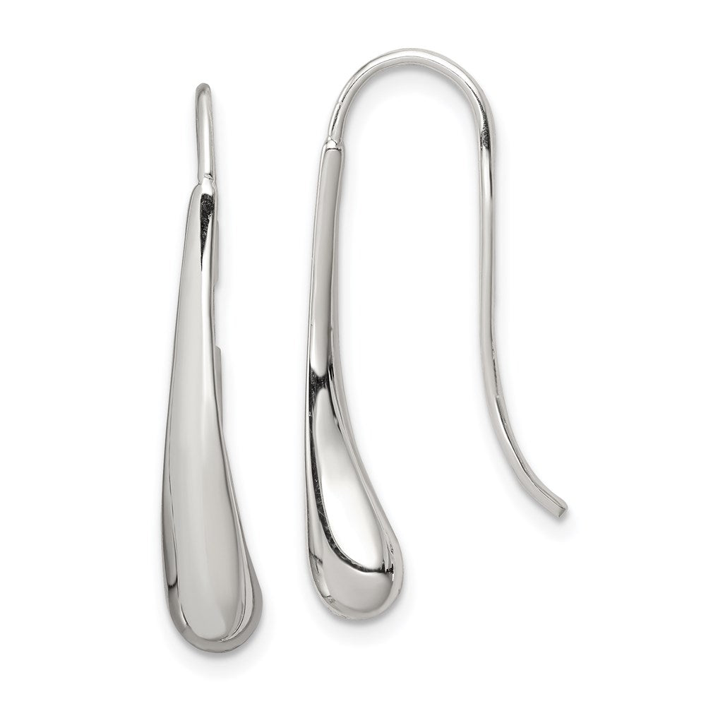 Sterling Silver Teardrop Wire Earrings, 33 x 5 mm