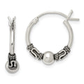 Sterling Silver Antiqued Hoop Earrings, 17 x 4.4 mm