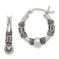 Sterling Silver Antiqued Hoop Earrings, 18 x 4.6 mm