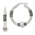 Sterling Silver Antiqued Hoop Earrings, 33 x 7.8 mm