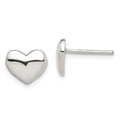 Sterling Silver Polished Heart Post Earrings, 8 x 9.5 mm