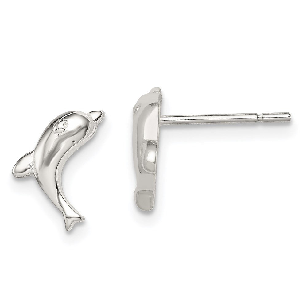 Sterling Silver Polished Dolphin Post Earrings, 6 x 8 mm