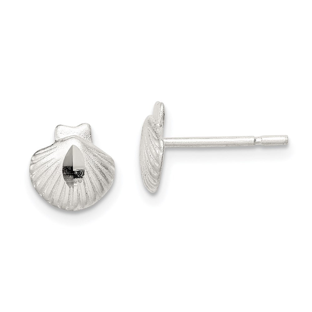 Sterling Silver Shell Mini Earrings, 8 x 8 mm