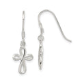 Sterling Silver Rhodium-plated Polished Cross Dangle Earrings, 31 x 10 mm