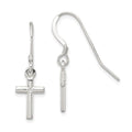 Sterling Silver Polished Latin Cross Dangle Earrings, 30 x 8 mm