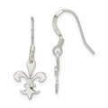 Sterling Silver Polished Fleur de Lis Dangle Earrings, 29 x 12 mm