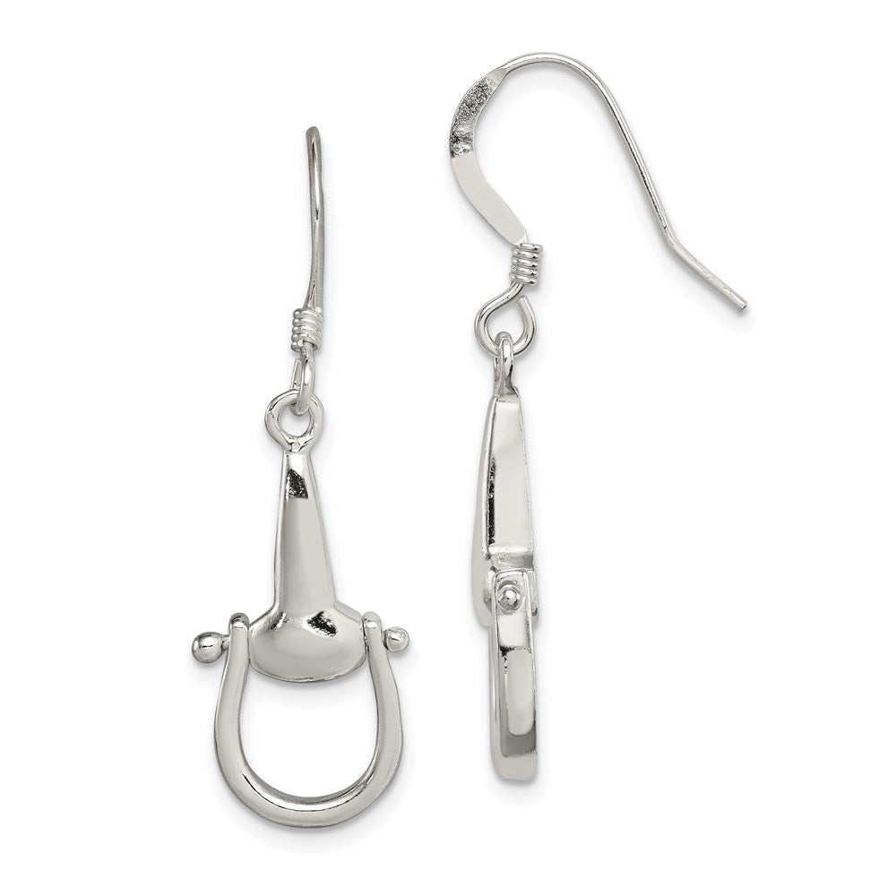 Sterling Silver Polished Stirrup Dangle Earrings, 38 x 11 mm