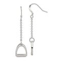Sterling Silver Polished Horse Stirrup Dangle Earrings, 56 x 13 mm