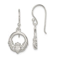 Sterling Silver Polished Claddagh Dangle Earrings, 29 x 14 mm