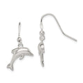 Sterling Silver Polished Dolphin Dangle Earrings, 30 x 12 mm