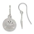 Sterling Silver Polished and Textured Sand Dollar Dangle Earrings, 26 x 13 mm