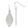 Sterling Silver Polished & D/C Fancy Filigree Teardrop Dangle Earrings, 39 x 13 mm