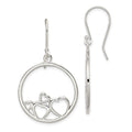 Sterling Silver Rhodium-plated Polished Open Hearts Circle Dangle Earrings, 40 x 23 mm
